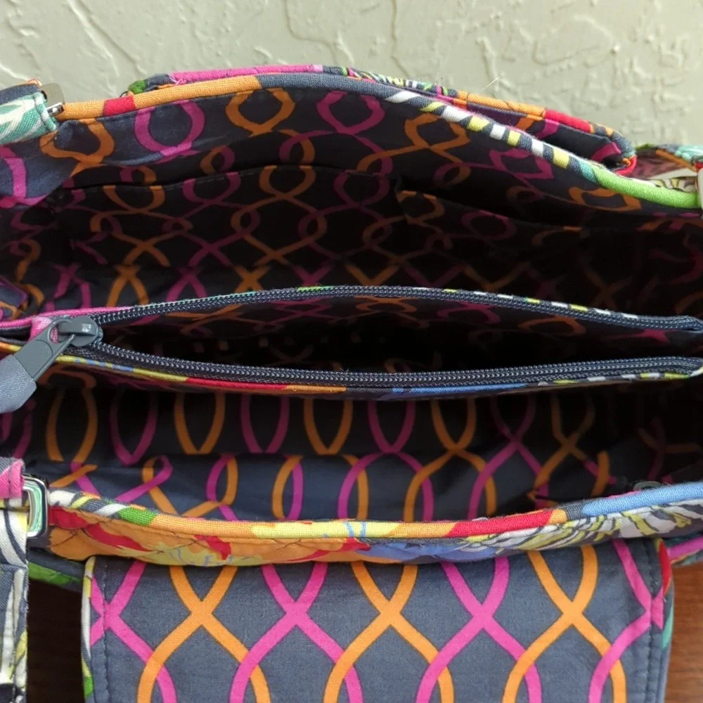 Vera Bradley Jazzy Blooms Edie Three Compartment Satchel Bag